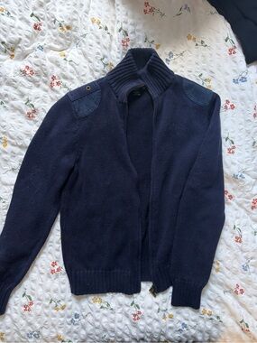 Ralph Lauren Navy Zip-Up Knit Jacket